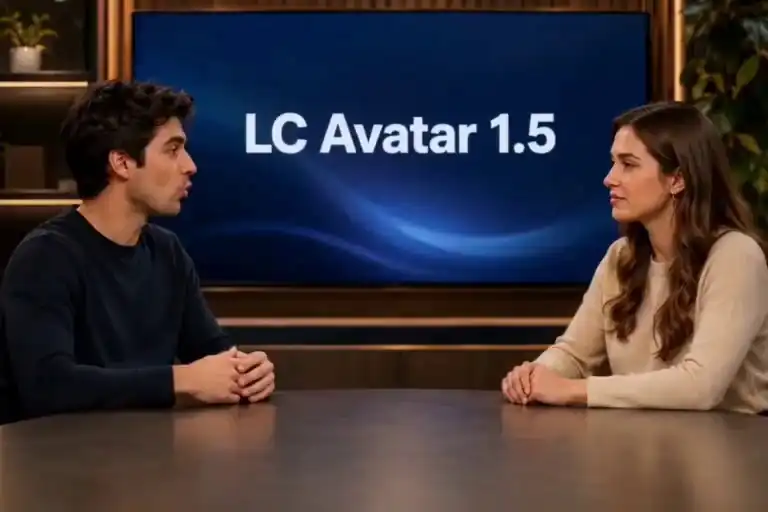 News anchor talking head demo with stable lip-sync accuracy and long monologue performance powered by LongCat Video Avatar 1.5.